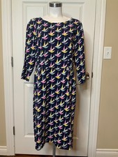 Boden Navy Blue Penn Jersey Swallow Dress, Size 12R US | 16R UK picture