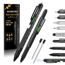 WORKPRO 2-Pack Upgraded Multi-Tool Pens 9 Functions Multi-tool Pen Set Daily Use picture
