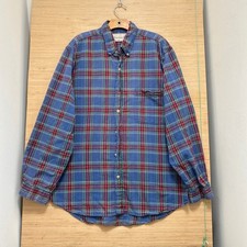GreatLand Mens Large Tall Plaid Button Down Shirt Blue Red Green Cotton LT picture
