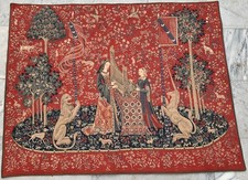 Vintage French Tapestry: Medieval Pictorial, Goblin Wall Hanging 3x4 ft picture