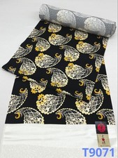 Komon Kyo-Yuzen Silk Fabric 1300cm Black Patterned Textile T9071 picture