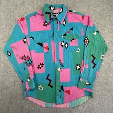 Wrangler Brushpopper Cowboy Cut Men's Cotton Woven Geometric Western Button XL picture