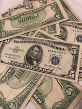 ✯ One RARE 1953 Blue Seal $5 Silver Certificate Note FIVE Dollar Bill Lot Money✯ picture