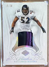 2019 Panini Flawless Super Bowl Swatches RAY LEWIS Auto /20 SBXXV Ravens picture