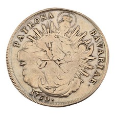 AWESOME 1760 GERMAN STATES BAVARIA THALER WORLD COIN MADONNA & CHILD picture