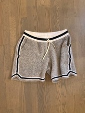 John Elliott Fur Terry Game Shorts Grey Black/White Striped Size M Wool Blend picture