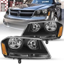 Headlight Assembly for 2008-2014 Avenger Black Housing Amber Reflector picture