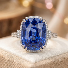 6.40 Ct Natural Sapphire And Diamond Wedding Bridal Ring 14k White Gold Size 8 picture