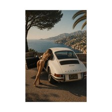 Porsche 911 Carrera Poster – Amalfi Coast Classic Car Wall Art Print picture