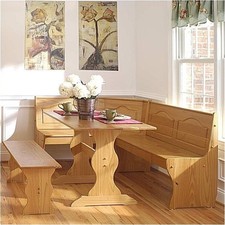 Pemberly Row Breakfast Corner Nook Table Set in Natural picture