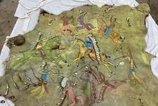 Lakota Sioux?Indian Buffalo Bison  Robe Rug, Painting Ledger Art Style picture