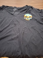 Torrid Black Distressed Tee with Tropical Skull Sunset picture