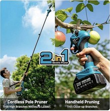 SeeSii 2-in-1 Cordless Pole Pruner Electric Shears 15FT 21V 2x4000mAh NEW picture