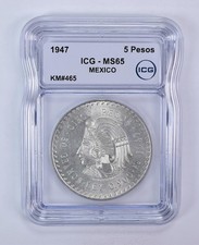 1947 Mexico 5 Pesos KM#465 MS65 ICG picture