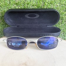 Vtg Oakley Square Wire 2.0 Silver Blue Mirror Sunglasses Standard Hinge w Case picture