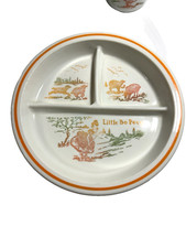 Vintage Fire King Vitrock Little Bo Peep Child Plate Mug Set Milk Glass 1940s picture