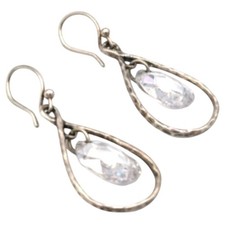 Silpada Cubic Zirconia Teardrop Harbor Lights Sterling Silver Earrings W2284 picture