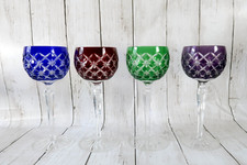AJKA Arabella Crystal Cut to Clear Hock Wine Glasses Set of 4 Multi Color 8