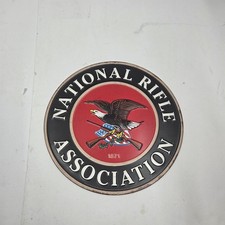 NRA Metal Sign National Rifle Association 1871 Embossed Tin Round Garage 12