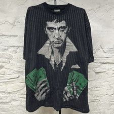 NWOT Scarface Clothing T Shirt 2XL Black Tony Montana Metallic Print Vintage y2k picture