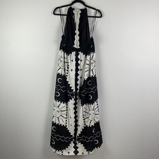 Anthropologie Sol Soleil Sun Tigre Indigo Halter Maxi Dress Black White Size L picture
