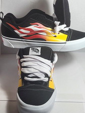 VANS Men's Athletic Low Top Lace-Up Sneaker Black Yellow Flame Graphic picture