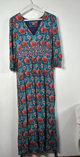 Maeve Women's Philomena Floral 3/4 Sleeve V-Neck Casual Maxi Dress Blue/Green 8 picture