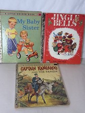 Vintage Little Golden Books Lot 3 Captain Kangaroo My Baby Sister Jingle Bells picture