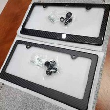 1pc - Vacuum Infused 100% Real Carbon Fiber License Plate Frames GLOSS CARBON picture