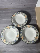 SET OF 3-Mikasa Intaglio Garden Harvest Rimmed Soup Pasta Salad Bowls CAC29 picture