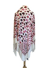 Y6#Furla Made in Italy Scarf 90% Modal 10% Cashmere Pink Red Teardrop Print Wrap picture