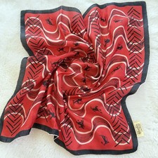 Vtg 1950s 1960s Glentex Silk Ski Scarf Mid Century Modern Abstract Skier Red USA picture