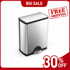 [BIG SALE] simplehuman 50L Rectangular Step Trash Can Stainless Steel picture