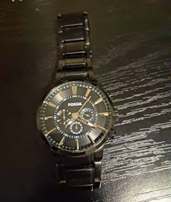 Fossil Men's Analog Quartz Chronograph Watch Black Stainless Steel Bracelet picture