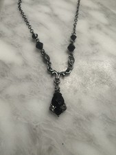 Victorian Style Y-Drop Necklace VTG 1928 Co Beaded Goth Rhinestone Collar 18