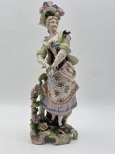 Antique 19th C German Dresden Style Porcelain Lady Figurine Bocage 16” Figure. picture