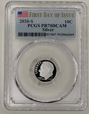 2020 S  Silver PCGS PR70DCAM Roosevelt -First Day of Issue - Flag picture
