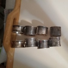 Vintage Two's Company Napkin Rings 8 Piece Set - Silver Plated 2 each are alike picture