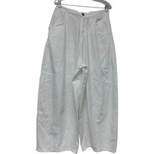 Zara Surplus Womens Ankle Wide Leg Pants L White Cotton 0745/902 NWT picture