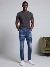 DSQUARED2 Men's Blue Distressed Ripped Jeans Slim Fit Size IT 48 US 32 picture
