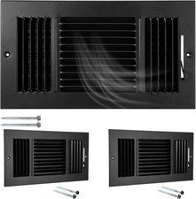 Wesiti 2-Pack 12x6 Inch Black Steel 3-Way Vent Covers for Ceiling and Wall picture