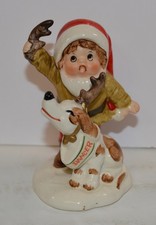 Vintage Napcoware Ceramic Figurine #178 Santa Boy / Girl W/ Dog 