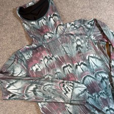 Burton Dryride Base Layer Top Womens Large Peacock Feather Neck Warmer Hooded L picture