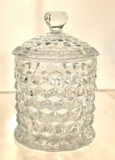 Vintage Fostoria American Clear Glass Biscuit Cookie Jar & Lid #2056 - New picture