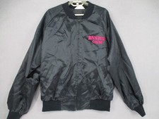 Vintage Rainbow Casino Jacket Mens Large Black Satin Bomber Las Vegas USA Ribbed picture