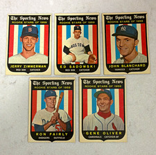 The Sporting News 1959 Rookie Stars Lot of 5 Rookie Cards Zimmerman Sadowski picture