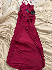 NWT Lulus Burgundy Maxi Dress L Square Neck Stretch Spaghetti Straps Knit picture