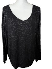 Chicos Top Womens Extra Large 3 Black Pullover Long Sleeve Casual Basic Blouse picture