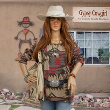 Vintage Ralph Lauren Western Tribal SW Top Gorgeous Muted Colors Cotton 3X picture