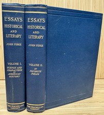 ANTIQUE 1902 2 VOL ESSAYS HISTORICAL AND LITERARY JOHN FISKE HC BOOKS picture